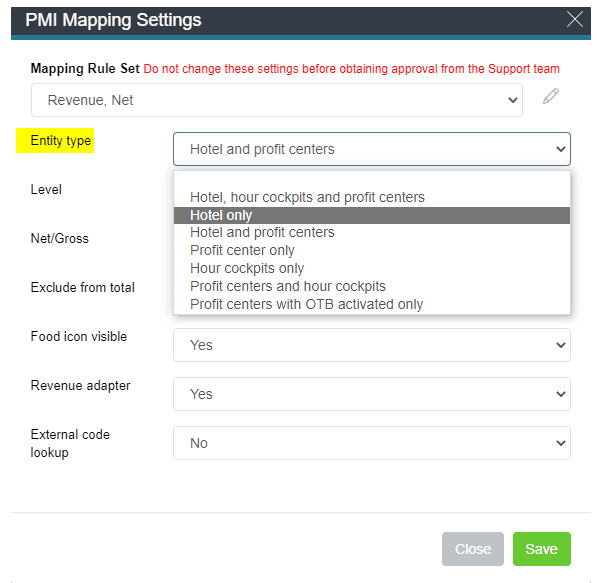 Image of a dropdown menu for mapping in the Interface Editor in the PMI Data Integration Site.