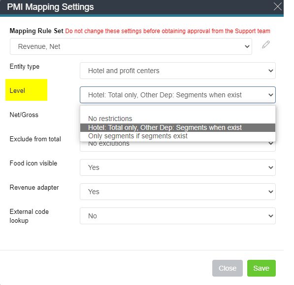 Image of the dropdown options for mapping in the interface editor in the PMI Data Integration Site.