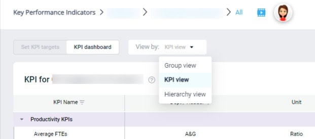 Image of KPI target setting module in PMI.