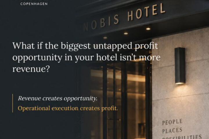 Nobis Hotel Copenhagen entrance with the PMI profit-conversion announcement